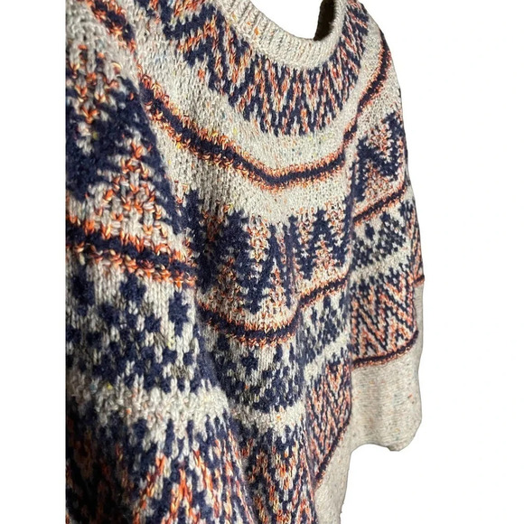 ANTHROPOLOGIE SLEEPING ON SNOW Fair Isle Wool Knit Poncho Sweater Size XS/S - Picture 6 of 11